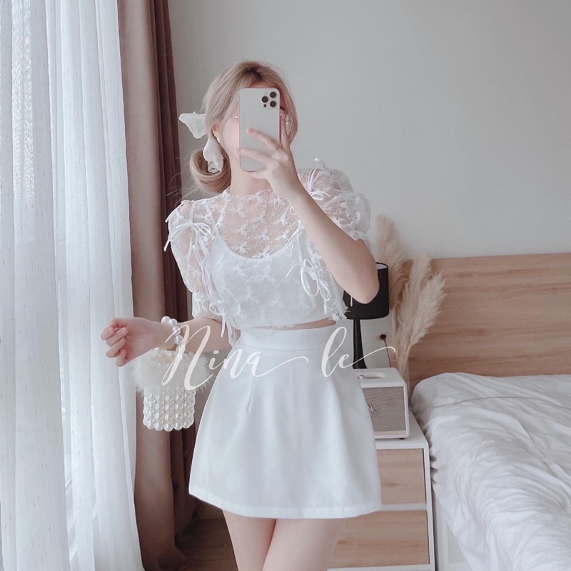 SET ÁO HAI DÂY ÁO REN KÈM CHÂN VÁY