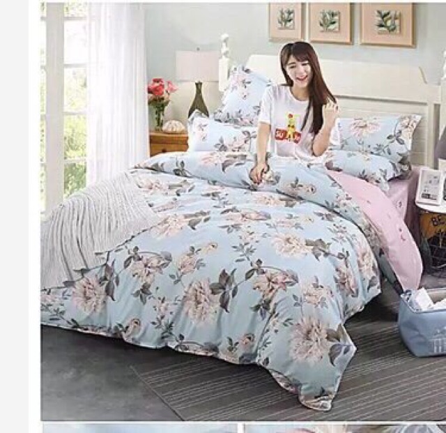 Nguyên set bô ga gối kèm vỏ chăn cotton poly