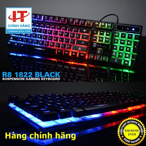 Bàn phím giả cơ chuyên Game Led 7 màu R8 1822, Bảo hành 100% trong 12 tháng