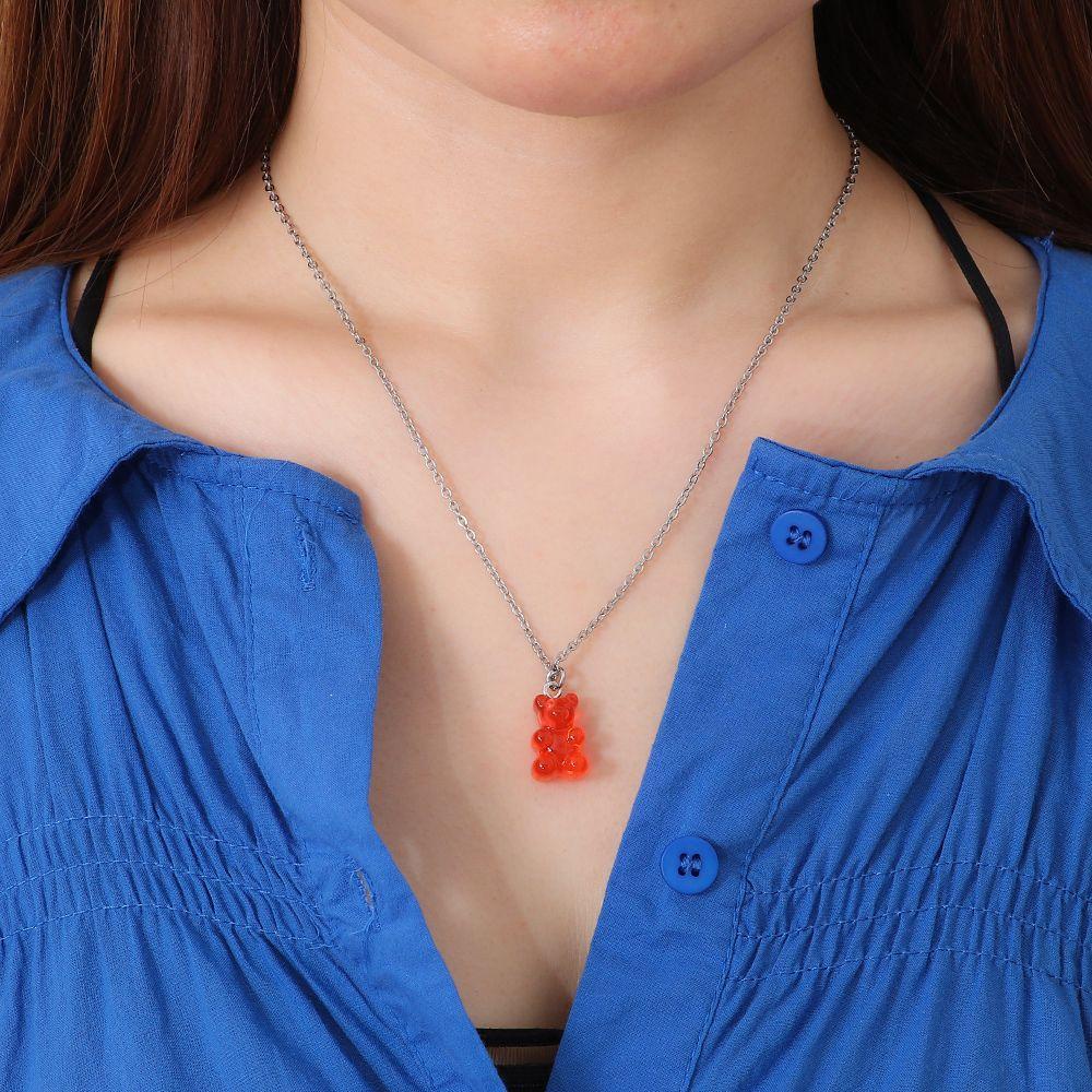 ESPO Mặt Dây Chuyền Hình Gấu Bằng Thép Resin DIY Thời Trang Cho Nữ