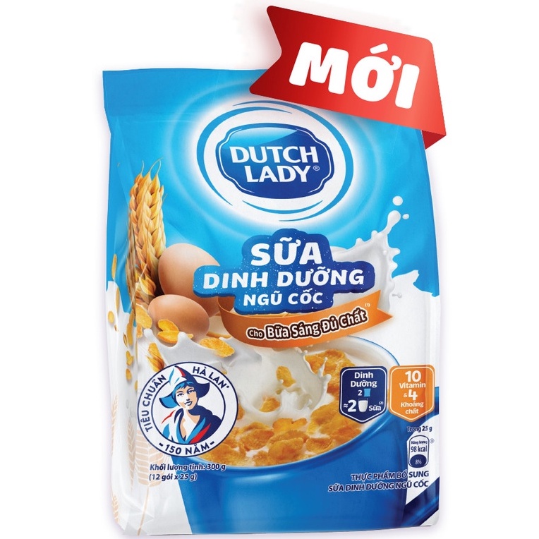 Túi 12 Gói Sữa Dinh Dưỡng + Ngũ Cốc Cô Gái Hà Lan (gói 300g)