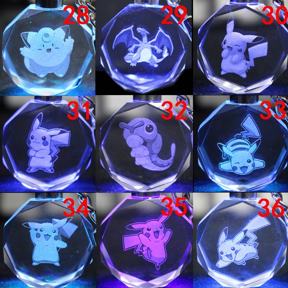 Móc khóa đèn LED họa tiết nhân vật Pokemon