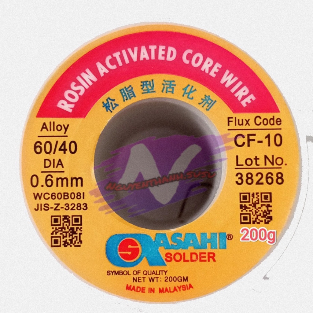 Thiếc hàn asahi 0.8mm 0,6mm, chì hàn Asahi 0,8mm và 0.6mm  thiếc hàn lẻ từ 5m,10m,15m,20m,30m.