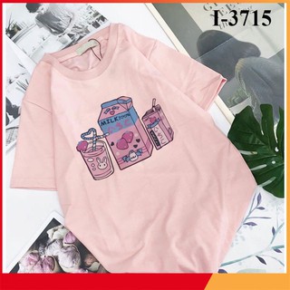 [Sale Off] I3715 Áo Thun Nữ Tay Lỡ In Hình Cốc Sữa Hộp Sữa Siêu Dễ Thương [Xưởng Đồng Phục Giá Rẻ]