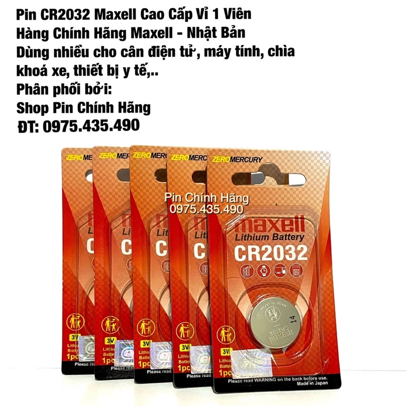 Pin CR2032 Maxell Cao Cấp Hàng Chính Hãng Made in Japan Vỉ 1 Viên