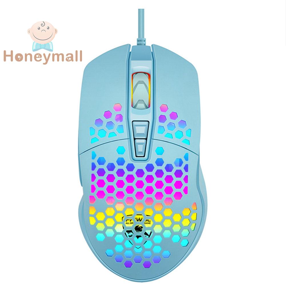 Chuột chơi game có dây V9 hình vỏ sò họa tiết tổ ong màu xanh lá