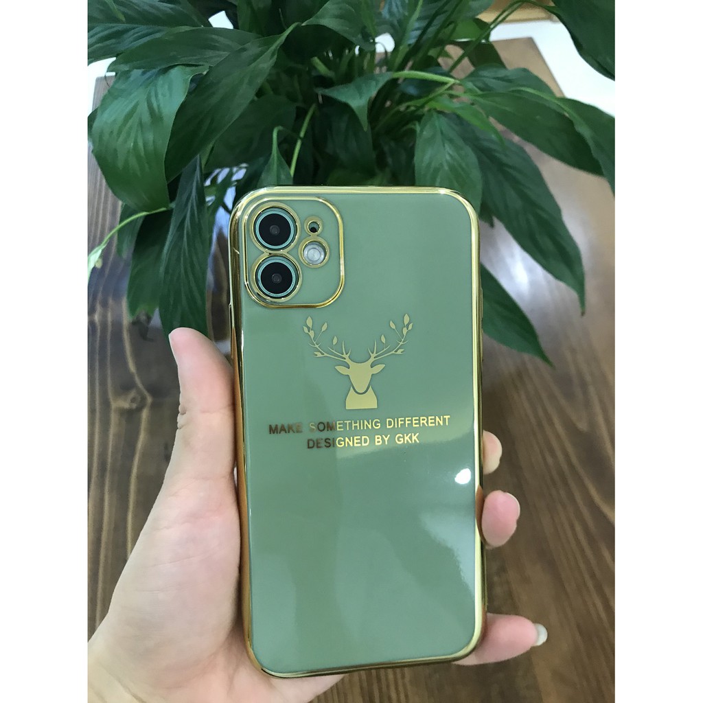 Ốp Iphone viền MẠ VÀNG HƯƠU Xanh Ngọc BẢO VỆ CAM dẻo bóng full case 6/6s đến 11 Promax-H Case