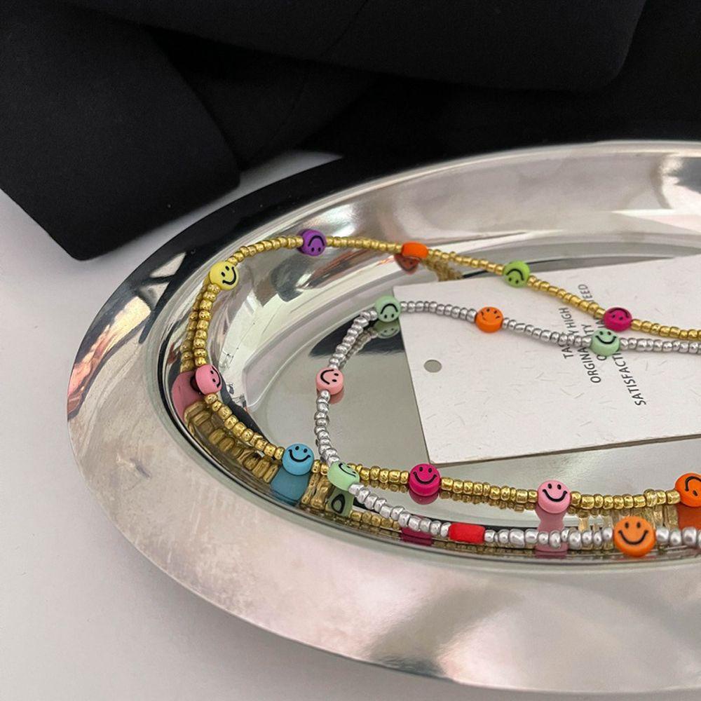 Vòng cổ Hạt Nhựa Y2K Mặt Cười Nhiều Màu Sắc Phong Cách Hip Hop Hàn Quốc VANES1