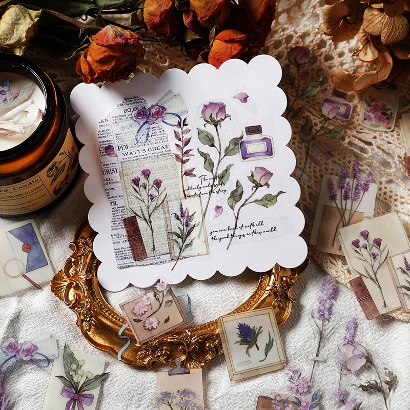 Set 40 Miếng Dán Trang Trí Sổ Tay Phong Cách Vintage