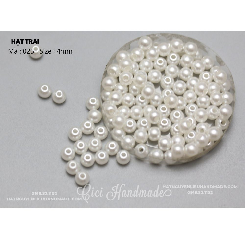 Hạt trai nhân tạo trắng ngà gói 500g size từ 3mm đến 25mm Cici Handmade chuyên hạt đá hạt pha lê hạt cườm hạt trang sức