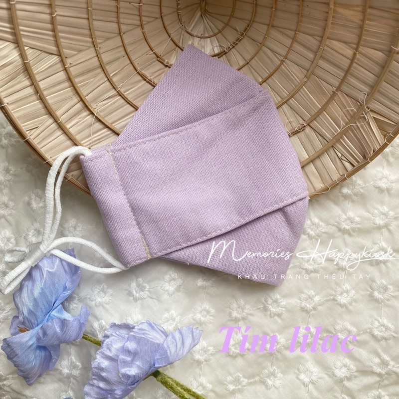 Khẩu trang vải linen lót vải xô muslin màu pastel / Khẩu trang vải