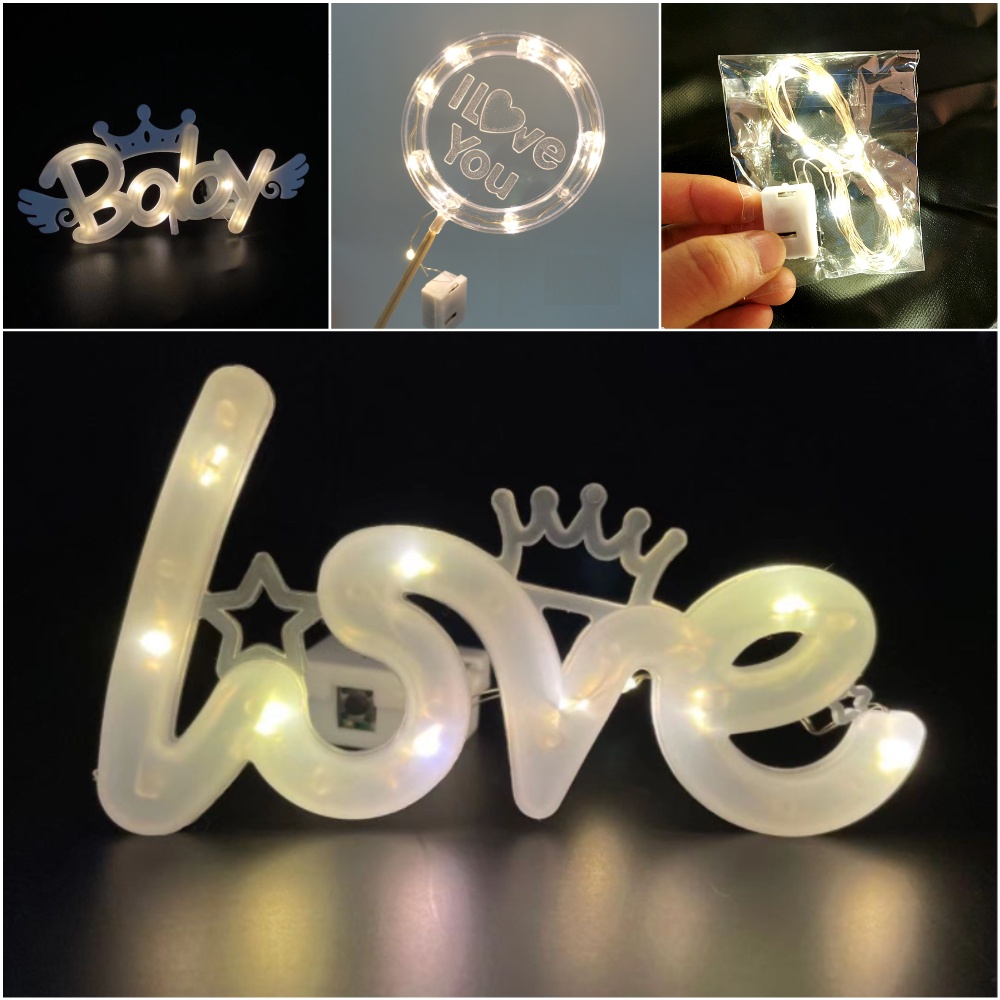 Đèn LED trang trí hoa sáp, đèn LOVE trang trí bánh kem, trang trí Noel, lễ Tết