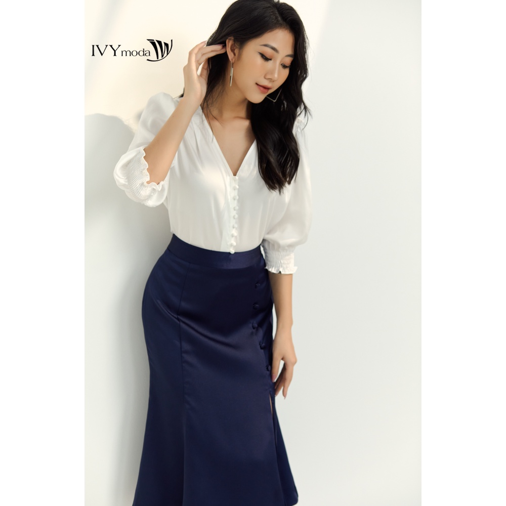Áo lụa nữ gấu thắt dây IVY moda MS 16M6479