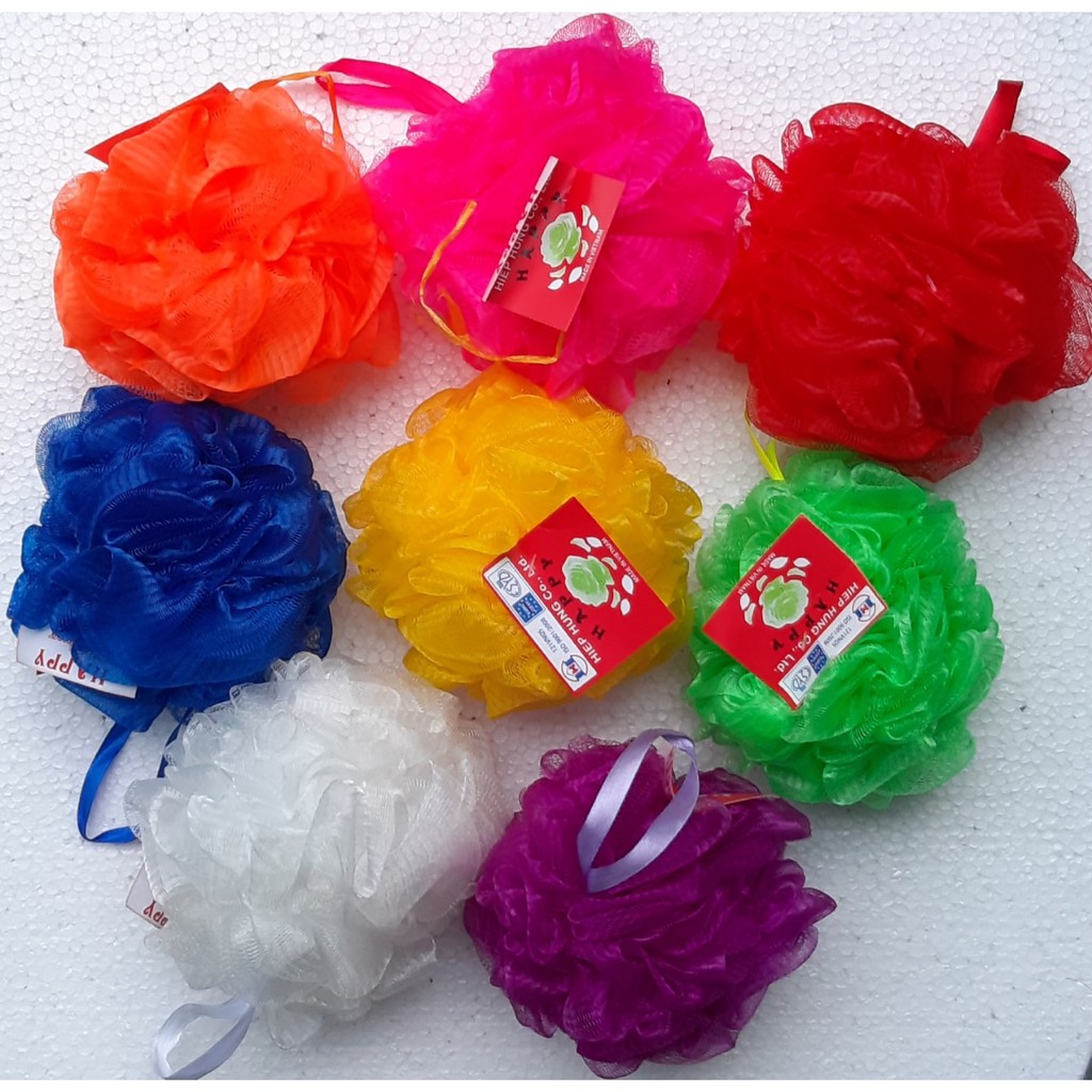 [1cái] Bông Tắm Happy tạo bọt cao cấp ( Mẫu dài ) - nhiều màu