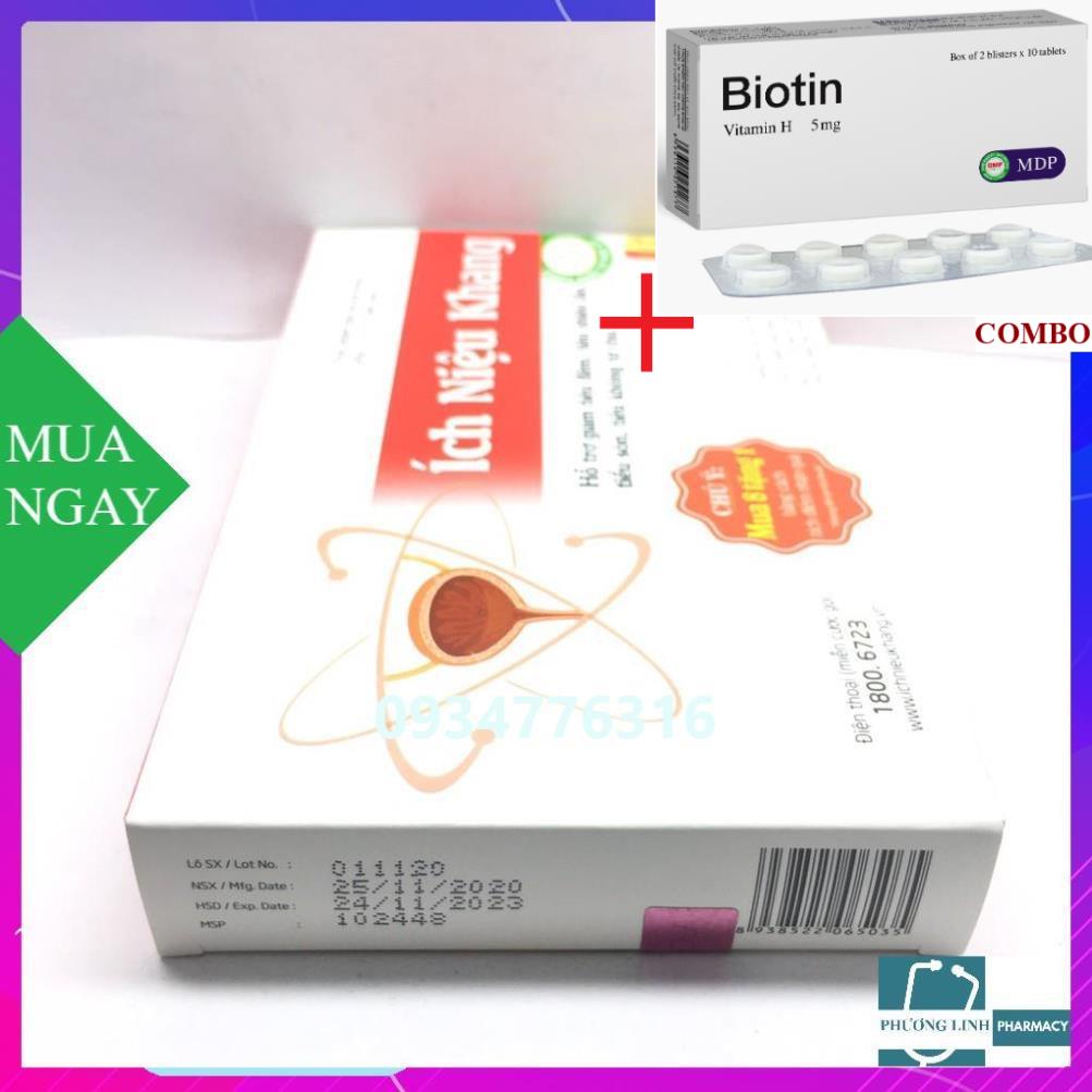 Combo Biotin 5mg+ ÍCH NIỆU KHANG hộp 2 vỉ 10 viên nén