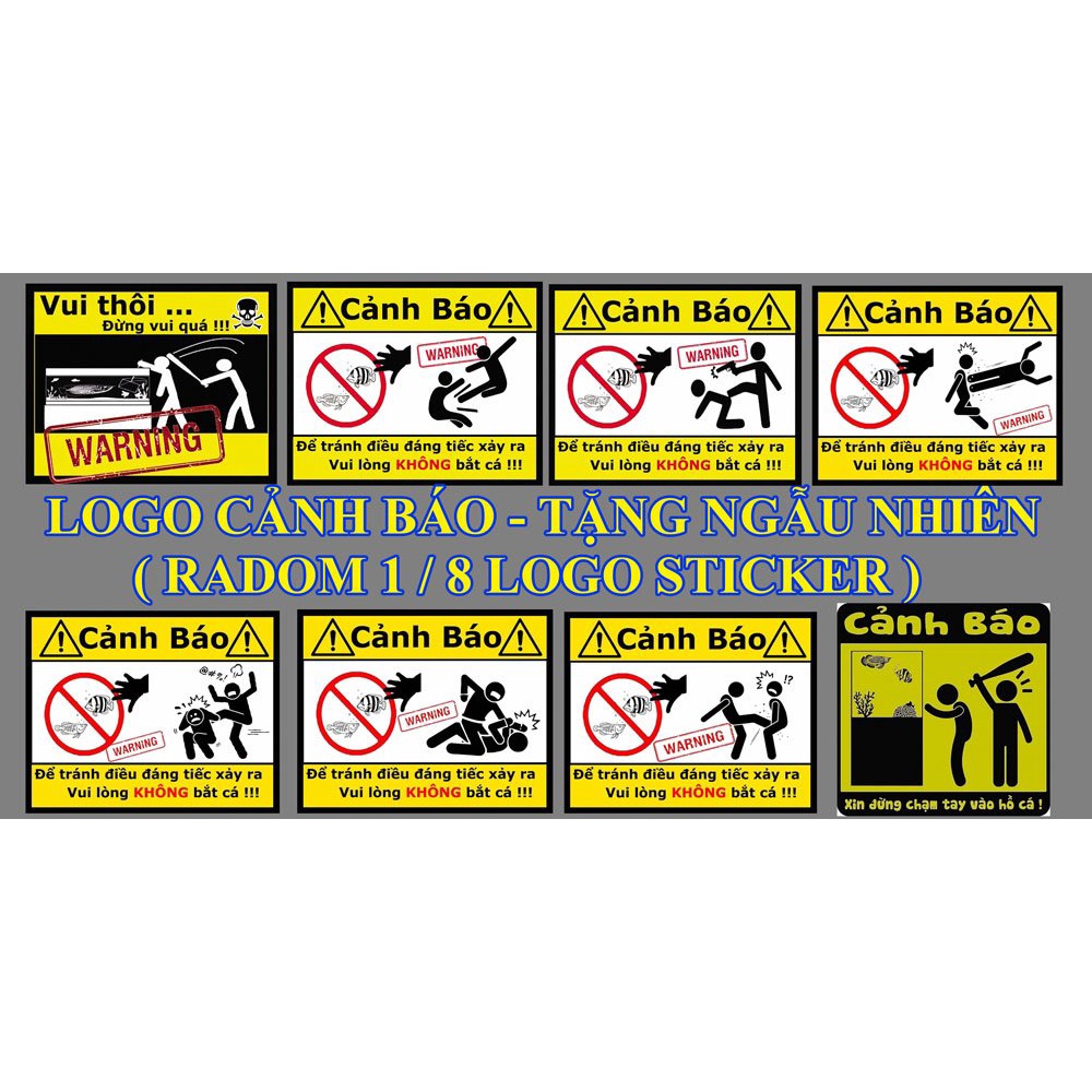 Logo cảnh báo vui nhộn dán bể cá cảnh , có keo sẵn , nhiều mẫu mã
