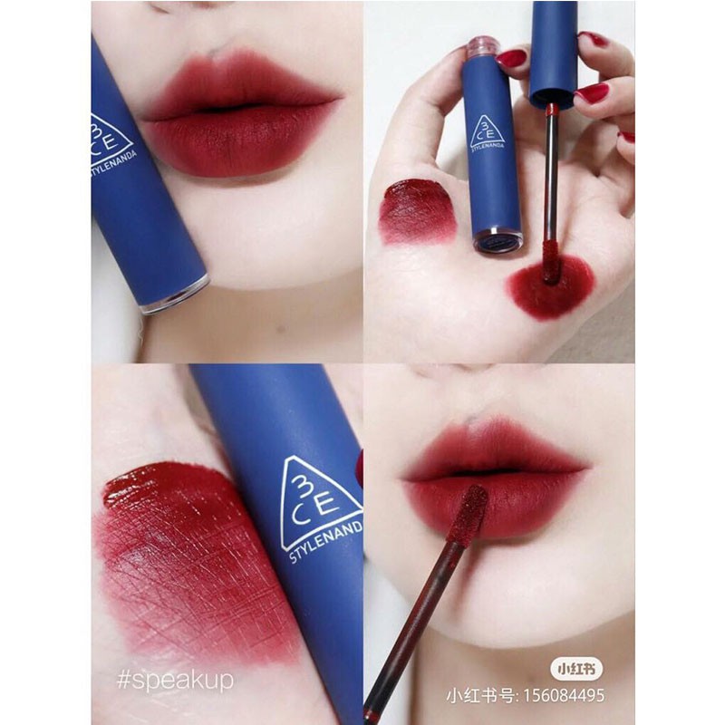 TẶNG SON- Son 3ce Xanh-Velvet Lip Tint Speak Up-Son Màu Đỏ Đất