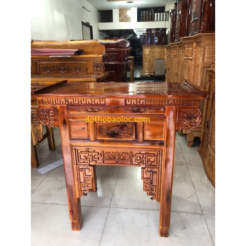 Bàn thờ gia tiên gỗ tràm bông vàng