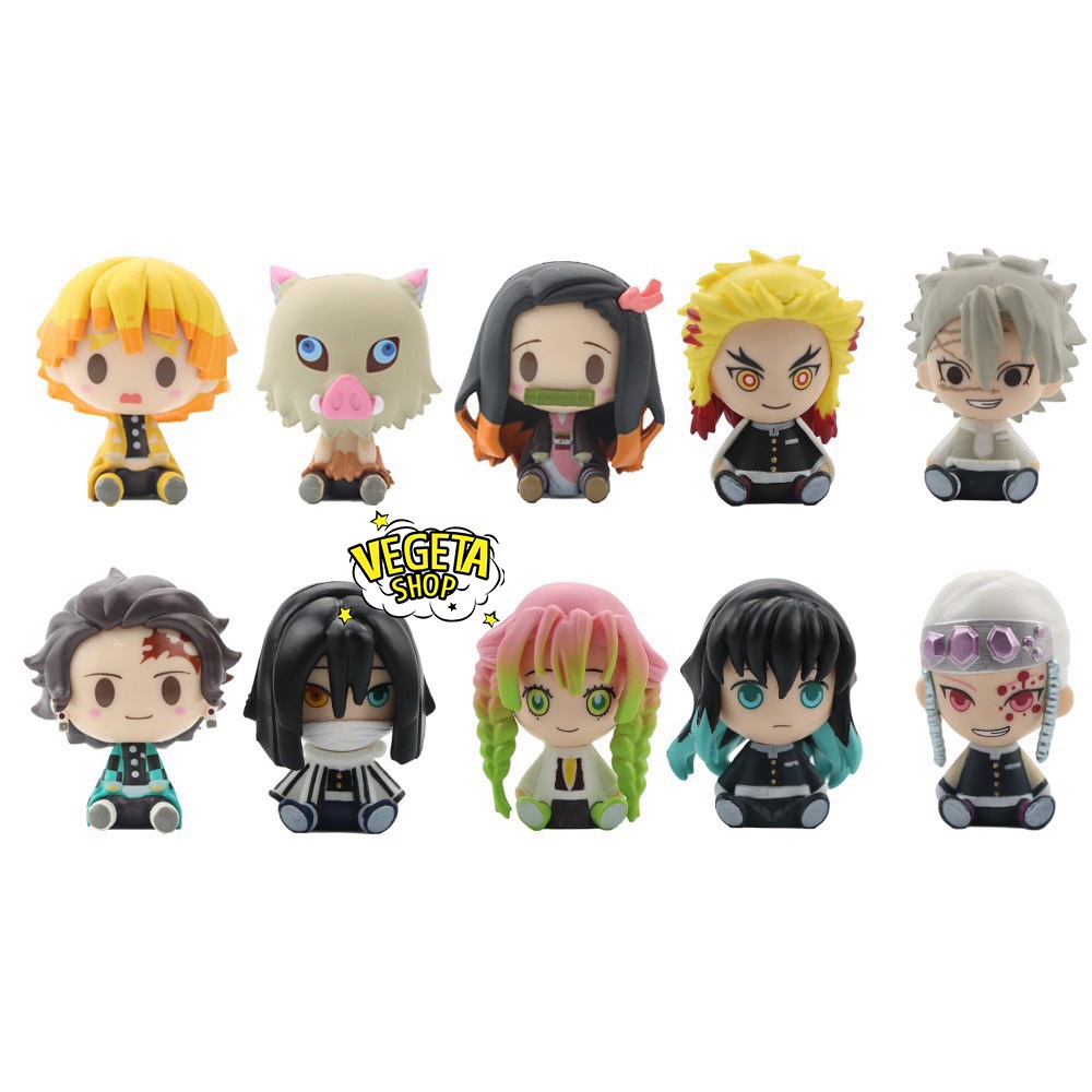 Mô hình Kimetsu No Yaiba - 10 mẫu Chibi Tanjiro Nezuko Zenitsu Inosuke Rengoku Xà Luyến Hà trụ - Thanh gươm diệt quỷ