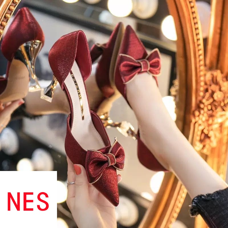 Giày Cao Gót Đính Nơ Thời Trang Mùa Thu 2022 Cho Nữ