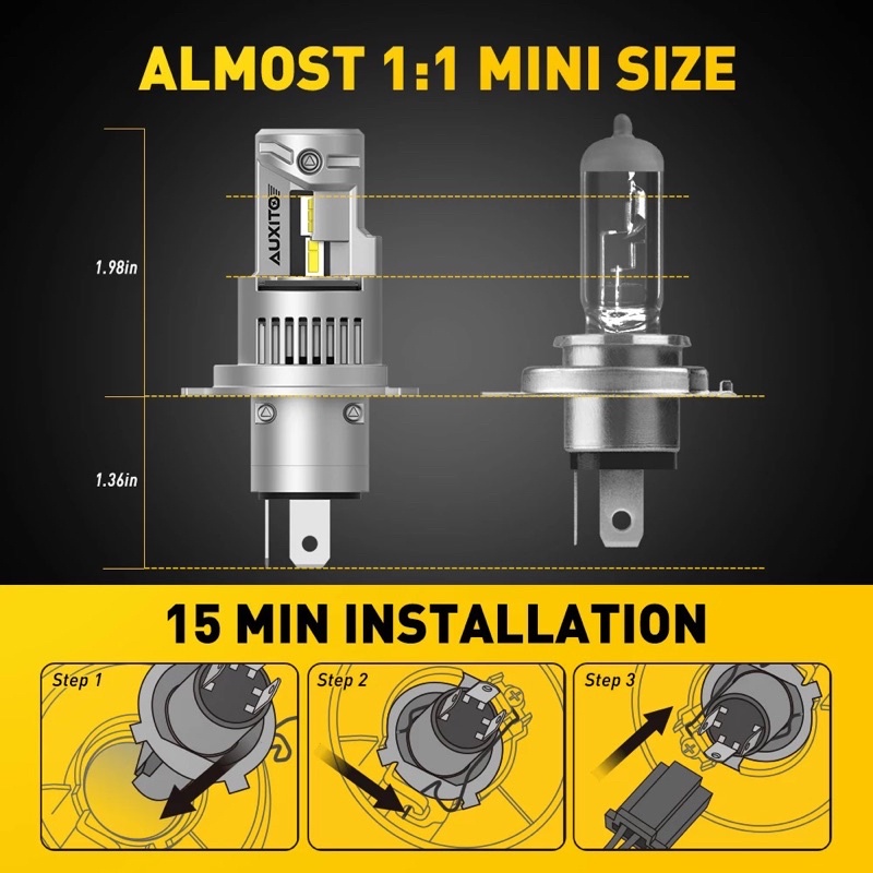 Bóng Led Auxito Q16 chân H4 tăng sáng 200%/100W thế hệ mới nhất 2022 - chính hãng