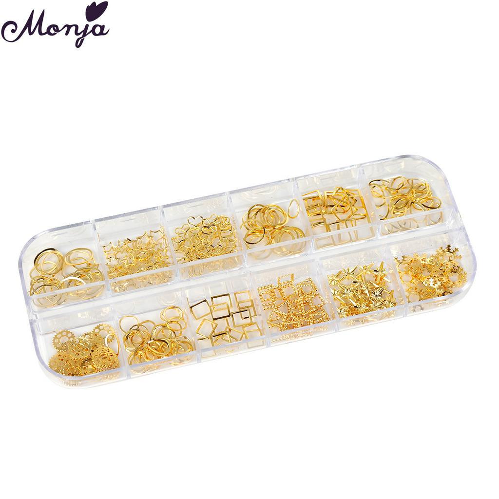 MONJA Hộp phụ kiện trang trí móng tay 3D 12 ngăn