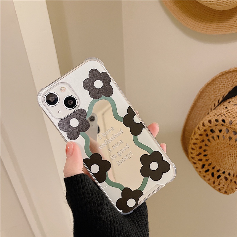 Ốp lưng iphone Ốp Điện Thoại Mặt Gương Họa Tiết Hoa Cho Apple 13iPhone14proPromax xs/6/7/8 Dinuo case