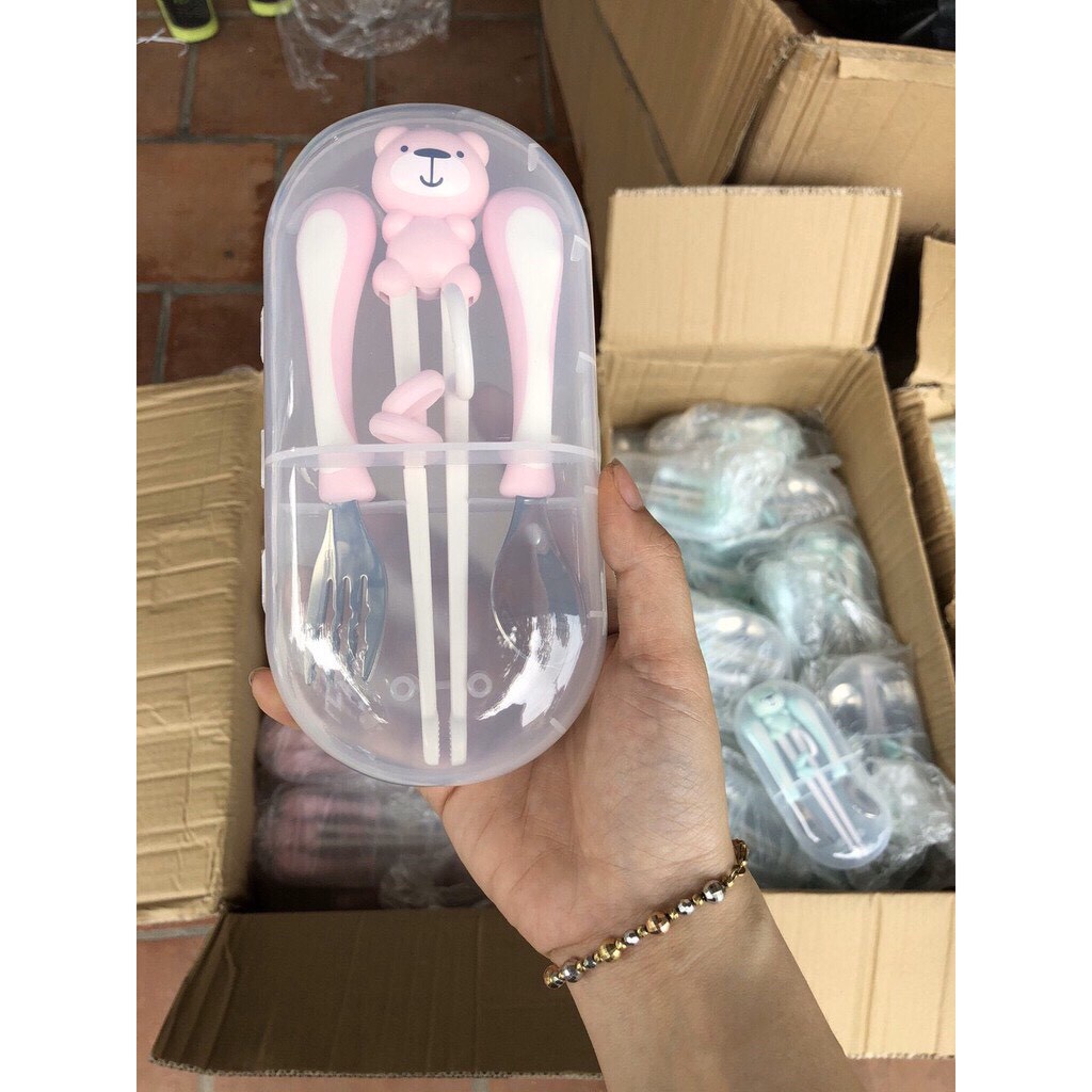 Set Đũa Thìa Dĩa Ăn Dặm Cho Bé Inox Cao Cấp An Toàn Cho Bé Dụng Cụ Cho Bé BabyRice 100