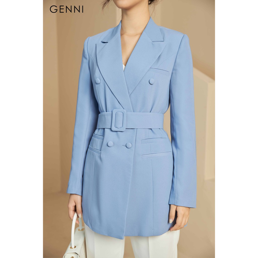 [Mã FAMALLT5 giảm 15% đơn 150k] Áo vest 6 cúc kèm đai GAV004 - Genni