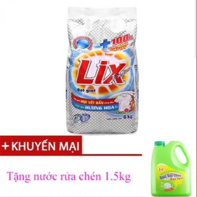 Bột Giặt Lix Extra Hương Hoa 6kg (Tặng kèm Can RC 1,5kg)