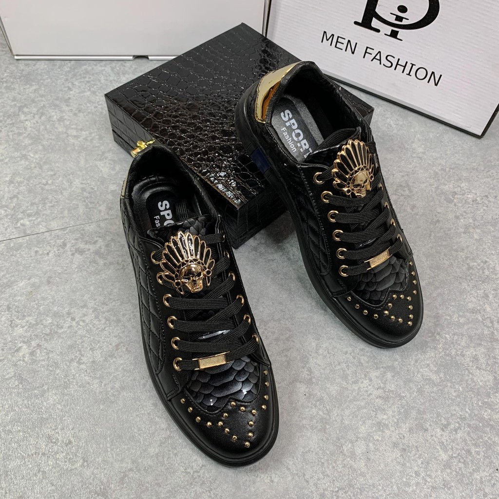 [Hàng đẹp] Giày sneaker nam trắng đính đá họa tiết nổi bật kiểu dáng thể thao năng động | BigBuy360 - bigbuy360.vn