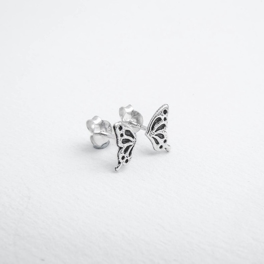 Bông Tai Bạc Nữ 925 - Hình Bướm Hoạ Tiết Oxidize Độc Lạ - KaT Jewelry