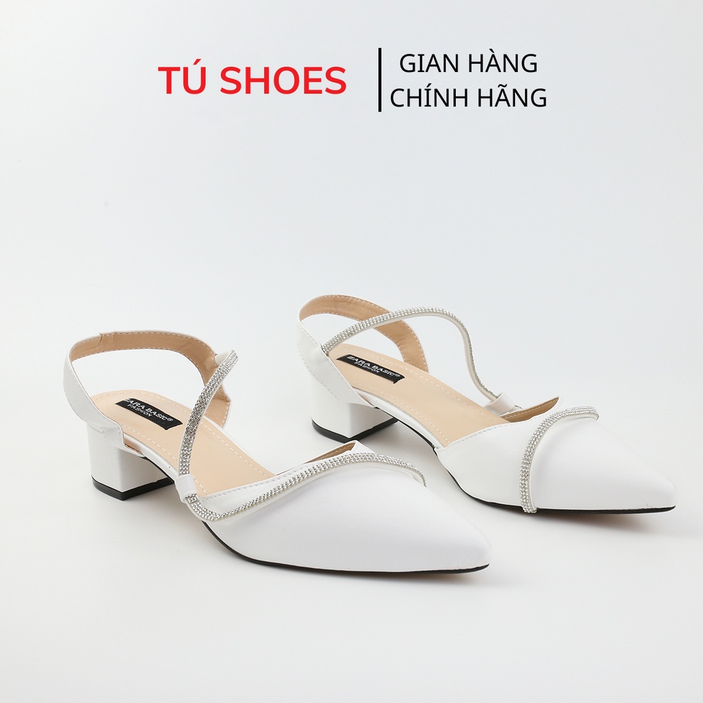 Giày Cao Gót Nữ bít mũi nữ 7p đính đá mặt vuông thời trang Hàn Quốc Cao Cấp - BC655