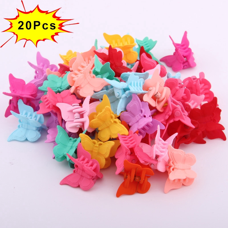 Set 20 kẹp tóc nhựa hình bướm nhỏ cho bé gái