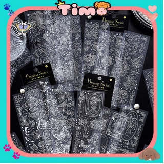 Sticker Trong Suốt Ruy Băng Họa Tiết Hoa Lá Con Vật Trang Trí Sổ Tay Nhật Ký Bullet Journal ST39