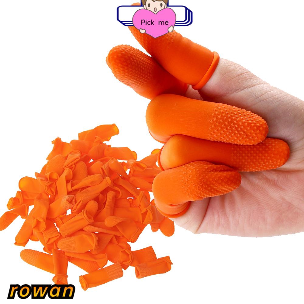 Set 100 Miếng Bọc Ngón Tay Cao Su Màu Cam Tái Sử Dụng Tiện Lợi