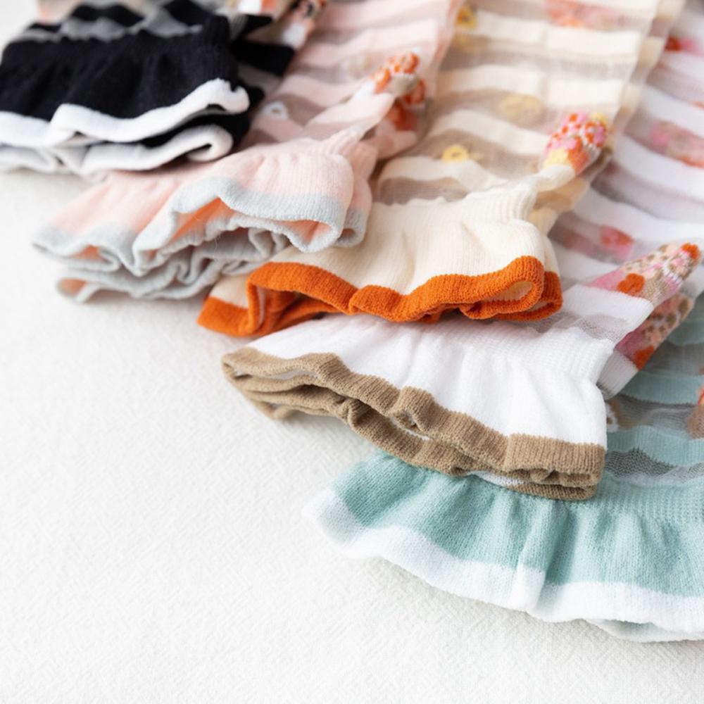 AROMA Vớ Hoa Thoáng Khí Họa Tiết Kẻ Sọc Thời Trang Đường Phố Hàn Quốc Mới Dành Cho Bạn Nữ