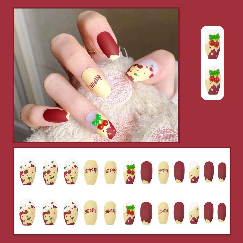 Bộ Móng Tay Giả Hình Gấu Cherry 3D Thời Trang