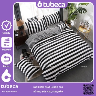 Bộ ga nệm 1m4x2m Cotton Kéo khoá trùm 2 mặt Sọc trắng đen cho Nệm Dưới 10cm