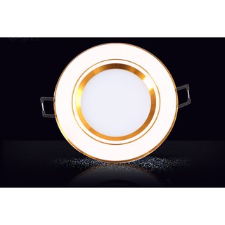 Đèn LED âm trần 7w viền vàng 3 màu