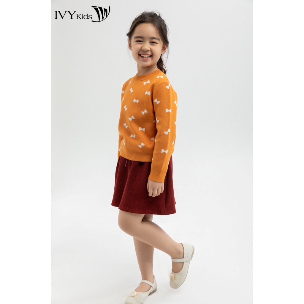 Áo len nơ cổ tròn bé gái IVY moda MS 58G0785