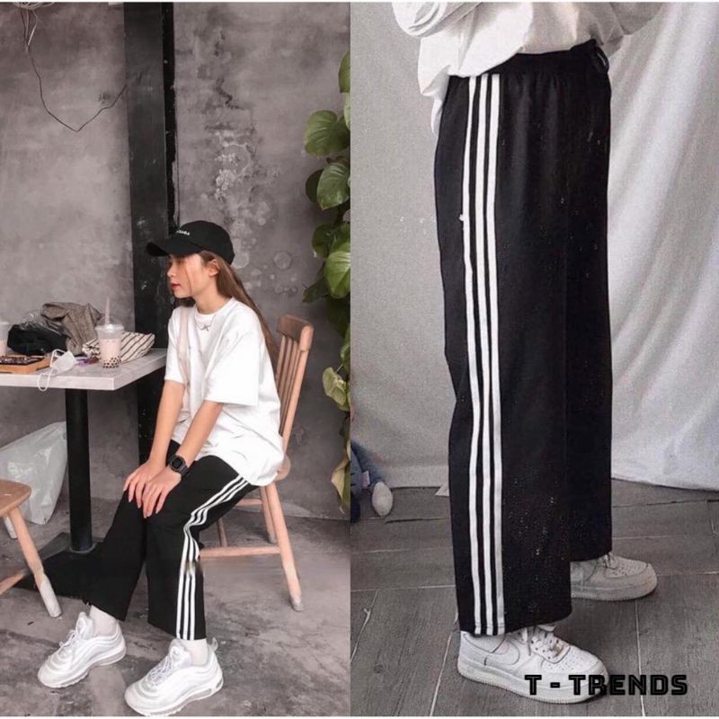 Quần suông đen 3 sọc