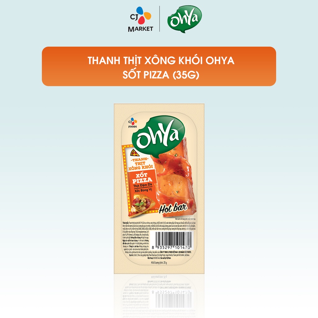 Thanh Ohya hotbar 35g - Vị Thịt xông khói Xốt Pizza (snack thịt kèm xốt)