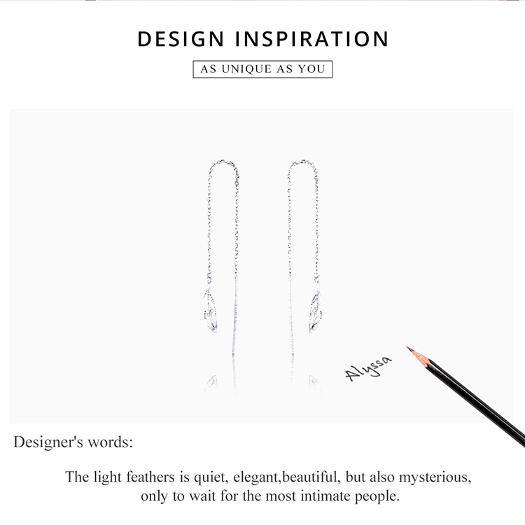 Bông Tai Bamoer SCE786 Dạng Tua Rua Dài Mặt Hình Lông Vũ Dành Cho Nữ