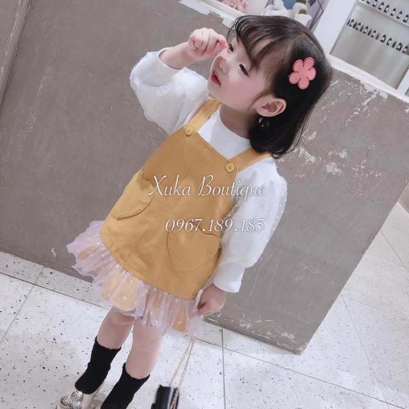 Set Yếm Váy + Áo Dài Tay Bé Gái Quảng Châu Cao Cấp Cho Bé 1 - 5 tuổi [Ảnh Thật]