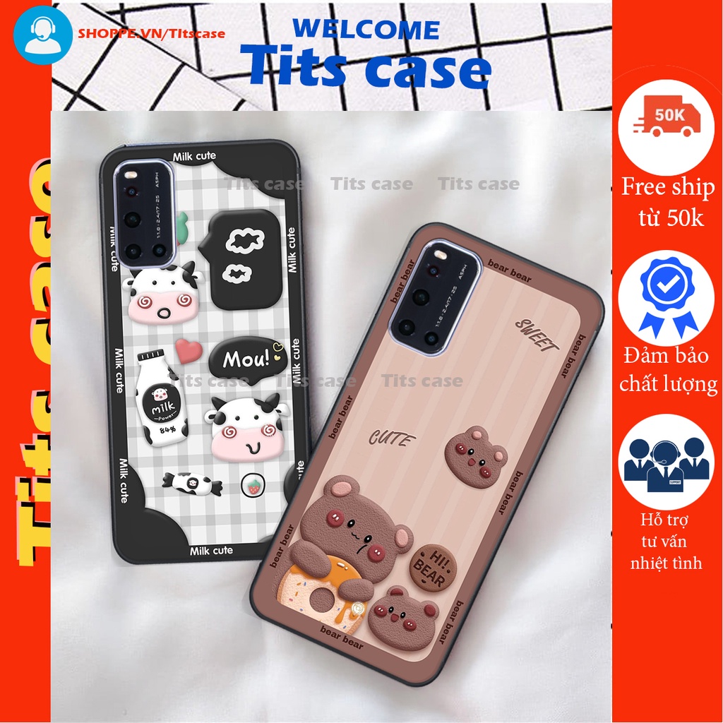 Ốp lưng Vivo V19 in hình bò sữa, gấu be@r, cute cực  ĐỈNH -  cực CHẤT-  cực COOL