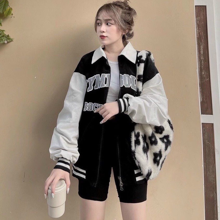 Áo Khoác Nữ Bomber Chất Umi Phối Cổ Polo Hàng Đẹp/Freesize