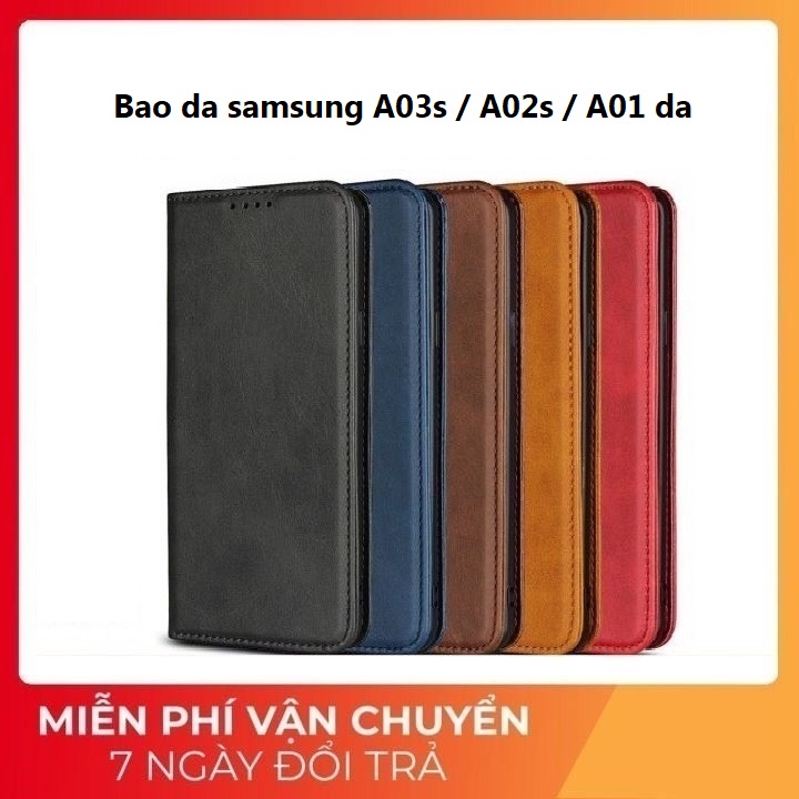 Bao da nắp gập samsung A03s , A02s , A01 da mịn dạng ví gập , có ngăn đựng thẻ , may viền cao cấp
