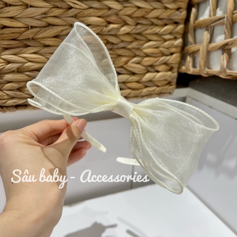 Bờm xươc tóc nơ voan bản to handmade công chúa cho bé