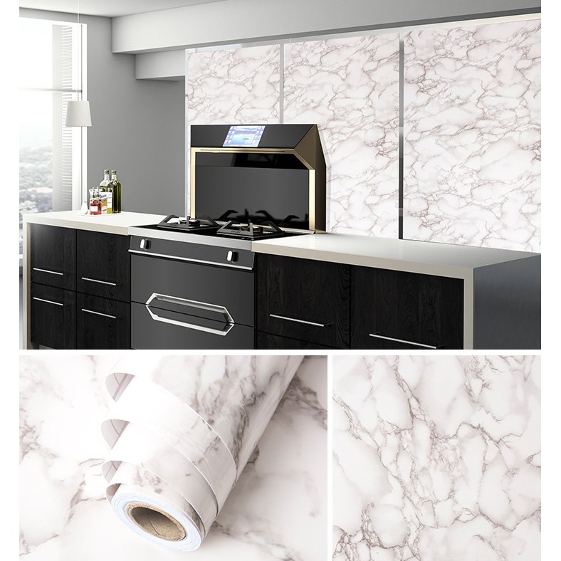 Decal giấy dán tường ĐÁ HOA CƯƠNG TRẮNG VÂN ĐỐM KHỔ 60CM keo sẵn (giá 1m dài)
